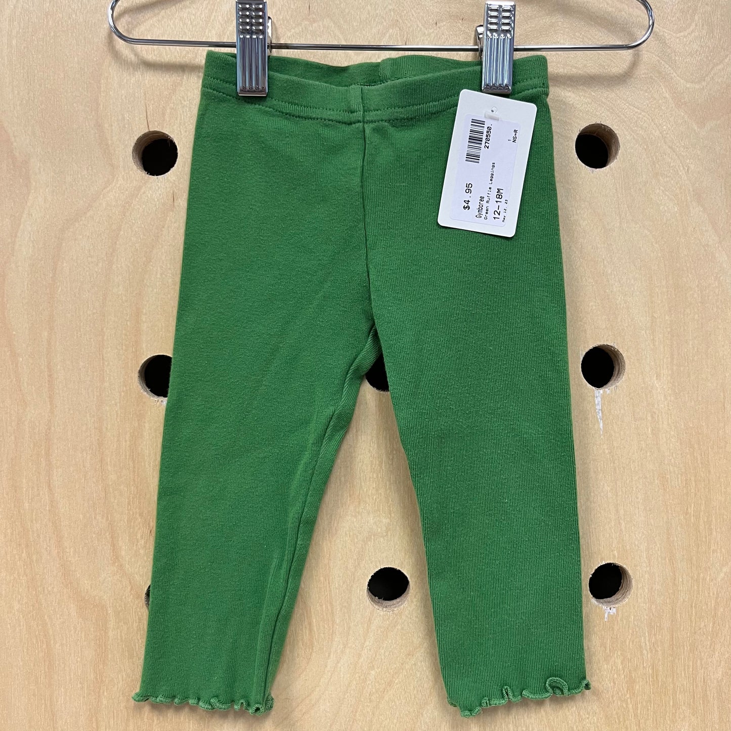 Green Ruffle Leggings