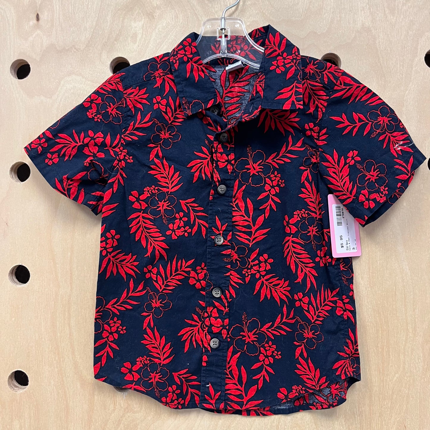 Navy & Red Tropical Shirt