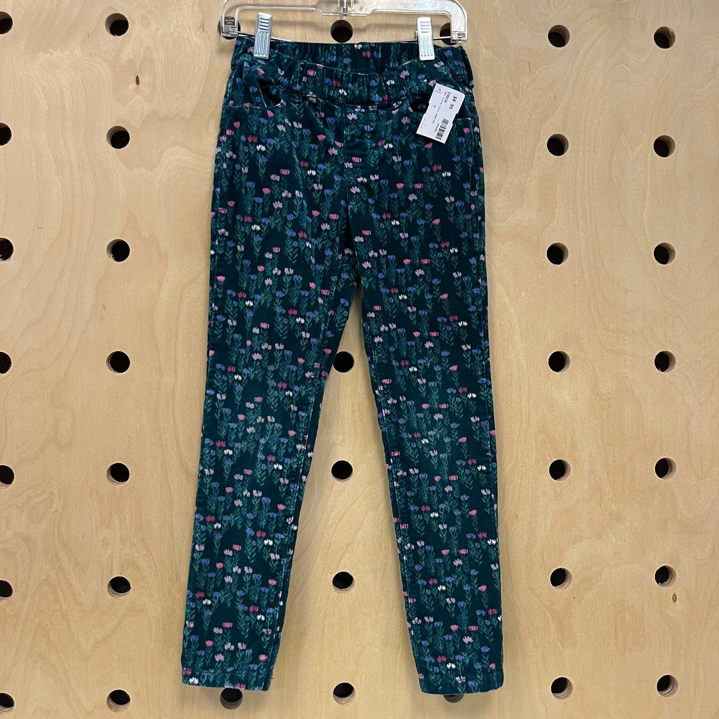 Teal Floral Cord Jeggings