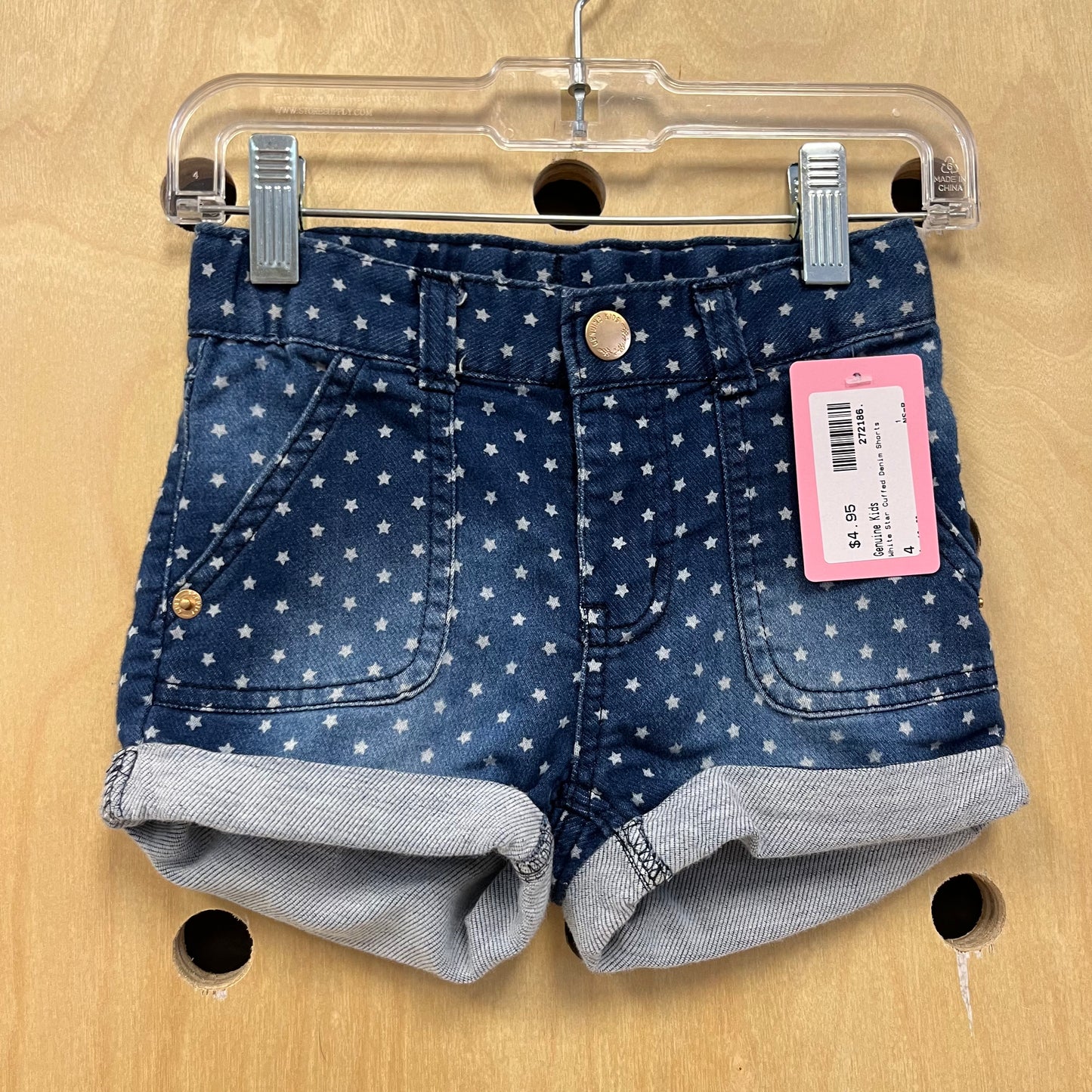 White Star Cuffed Denim Shorts