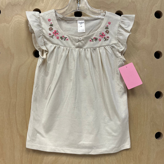 Cream Embroidered Floral Top