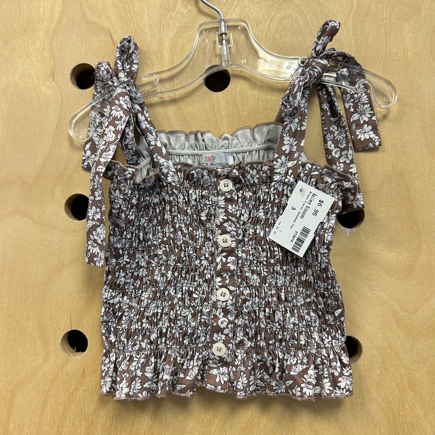 Brown Floral Smocked Top
