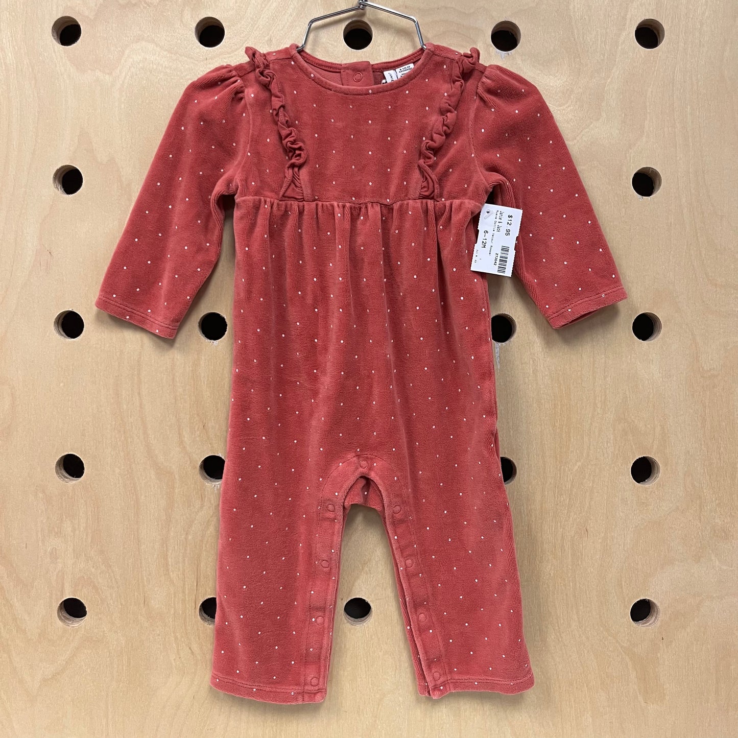 Mauve Dottie Velour Romper