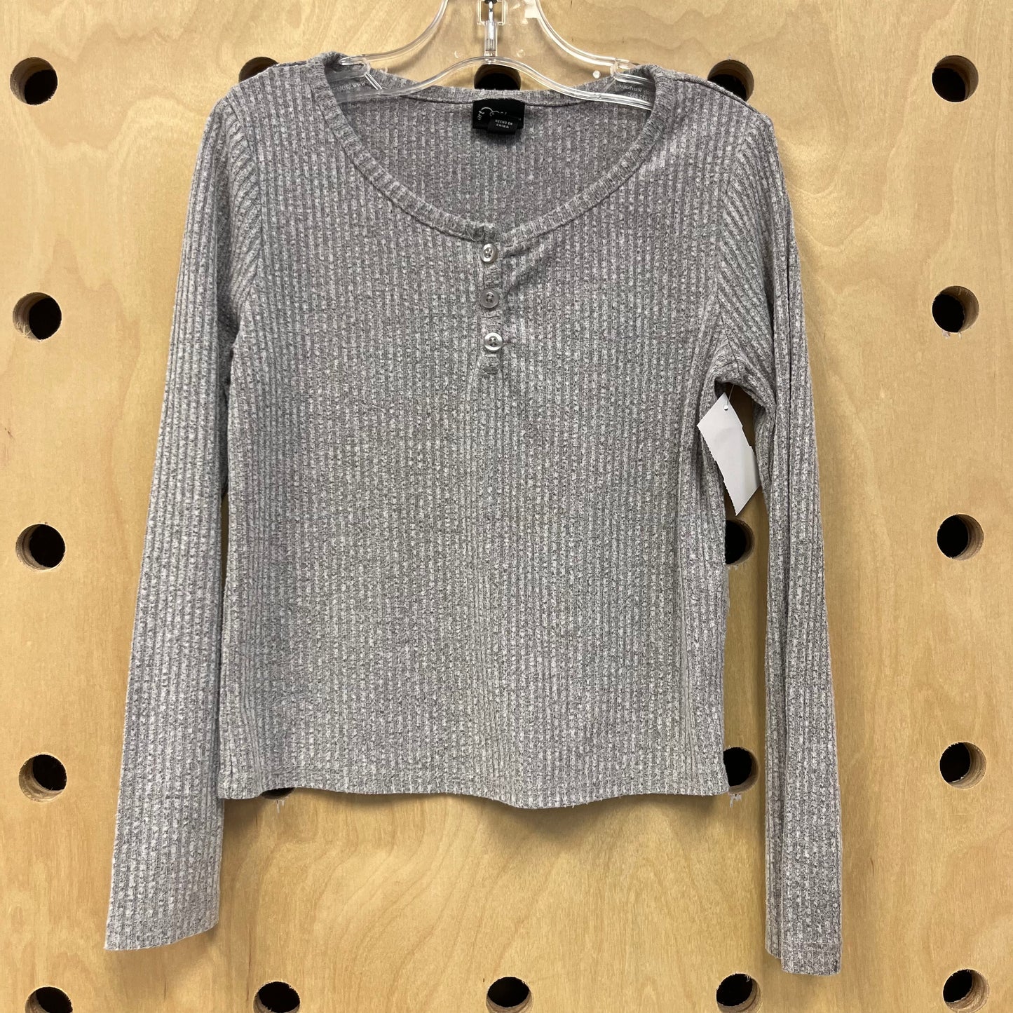 Lt Grey Henley Long Sleeve