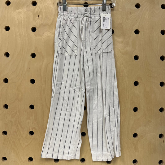 White & Grey Striped Wide Leg Pants