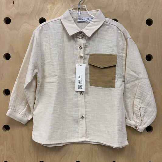 Cream & Brown Pocket Shirt NEW!