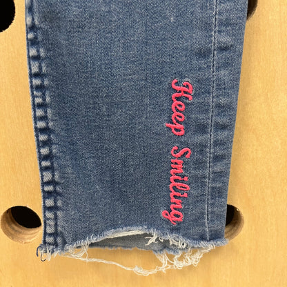 Keep Smiling Raw Hem Denim