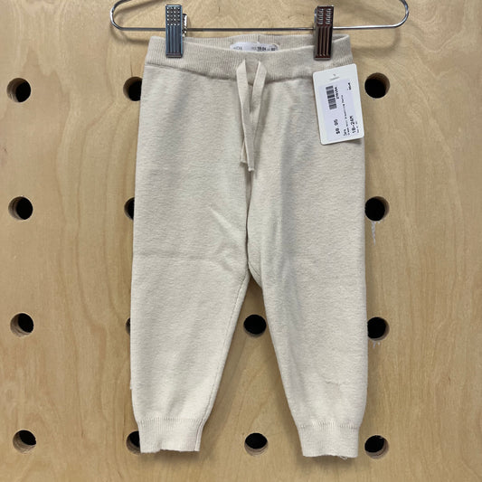 Cream Knit Drawstring Pants