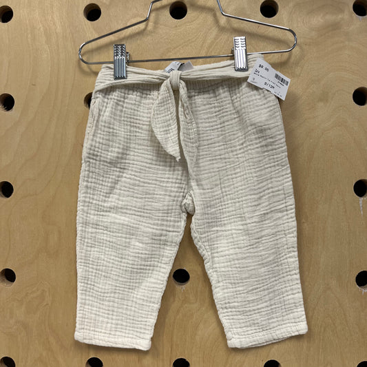 White Muslin Tie Front Pants