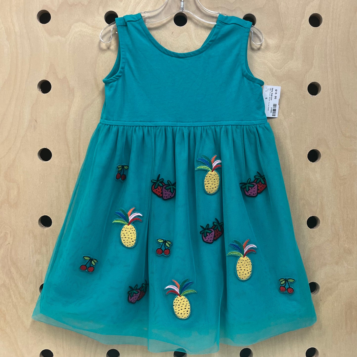 Teal Fruit Patch Tulle Dress