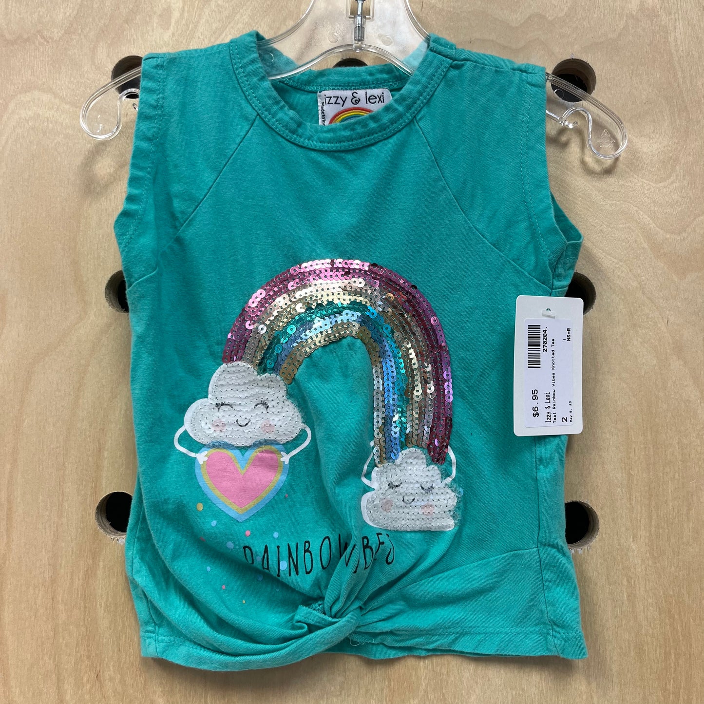 Teal Rainbow Vibes Knotted Tee