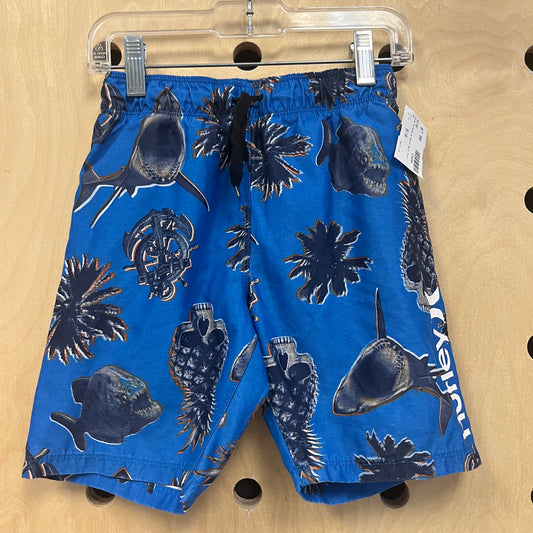 Blue Piranha & Shark Swim Trunks
