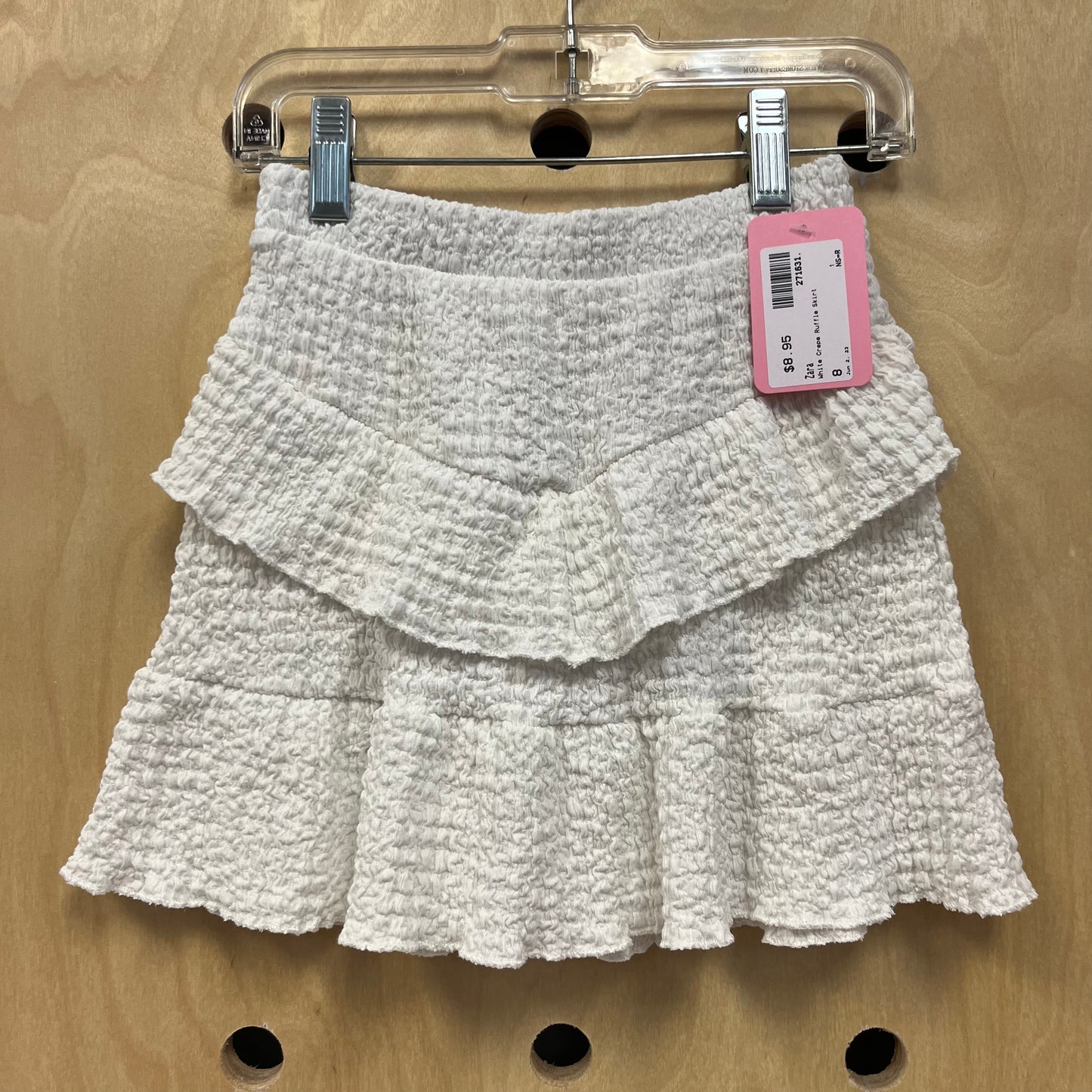 White Crepe Ruffle Skirt