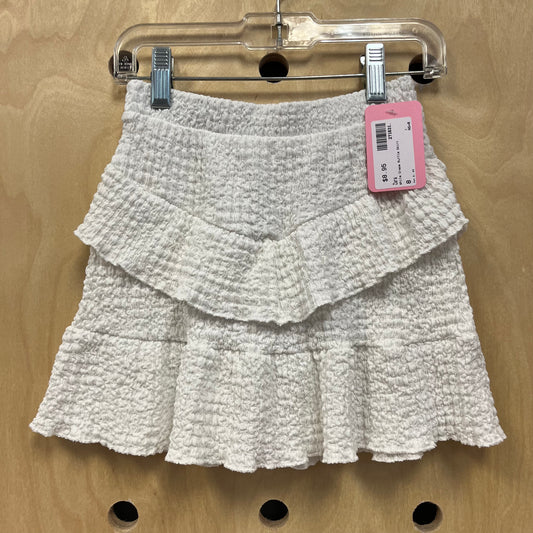White Crepe Ruffle Skirt