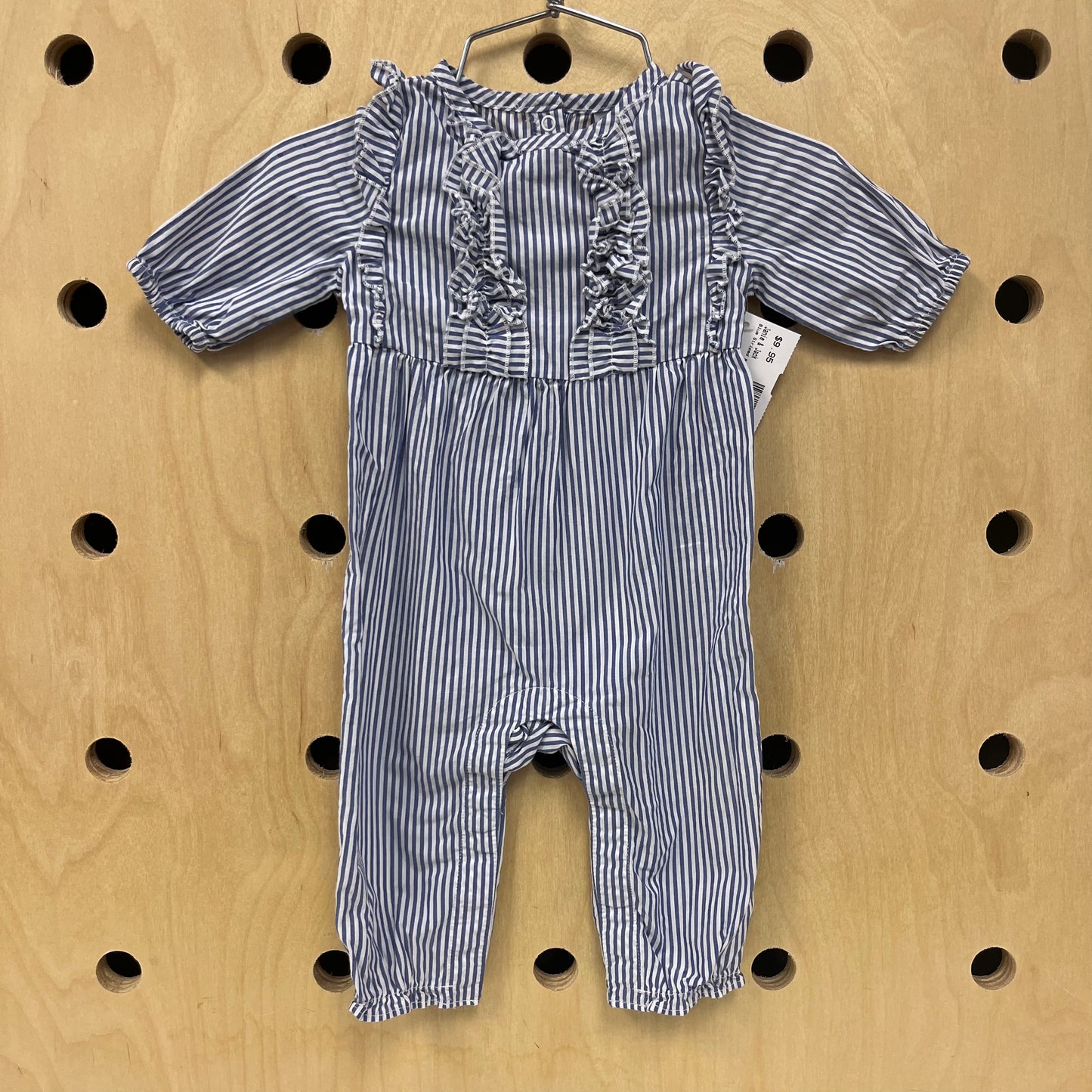 Blue Striped Ruffle Romper