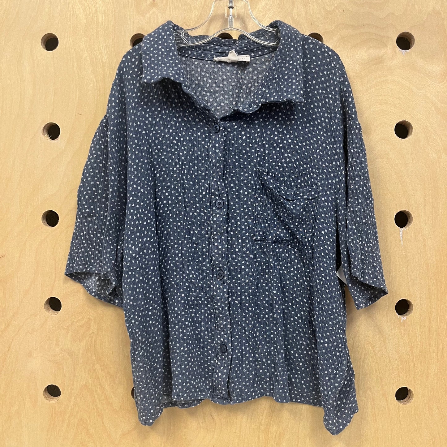 Blue Tiny Floral Gauze Button Down