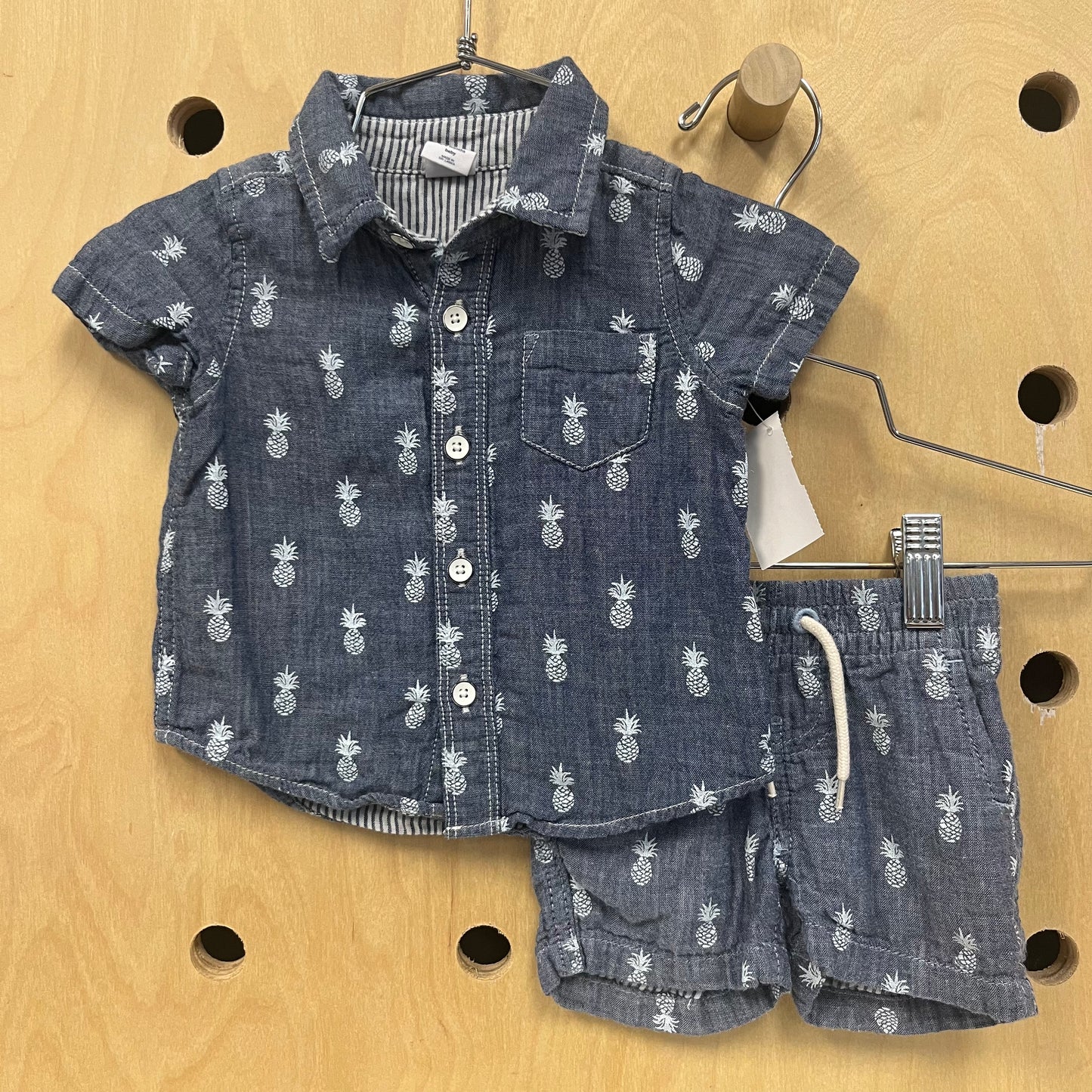 Blue Pineapple Shirt & Short Set