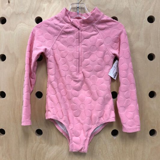 Pink Daisy Textured Swimsuit