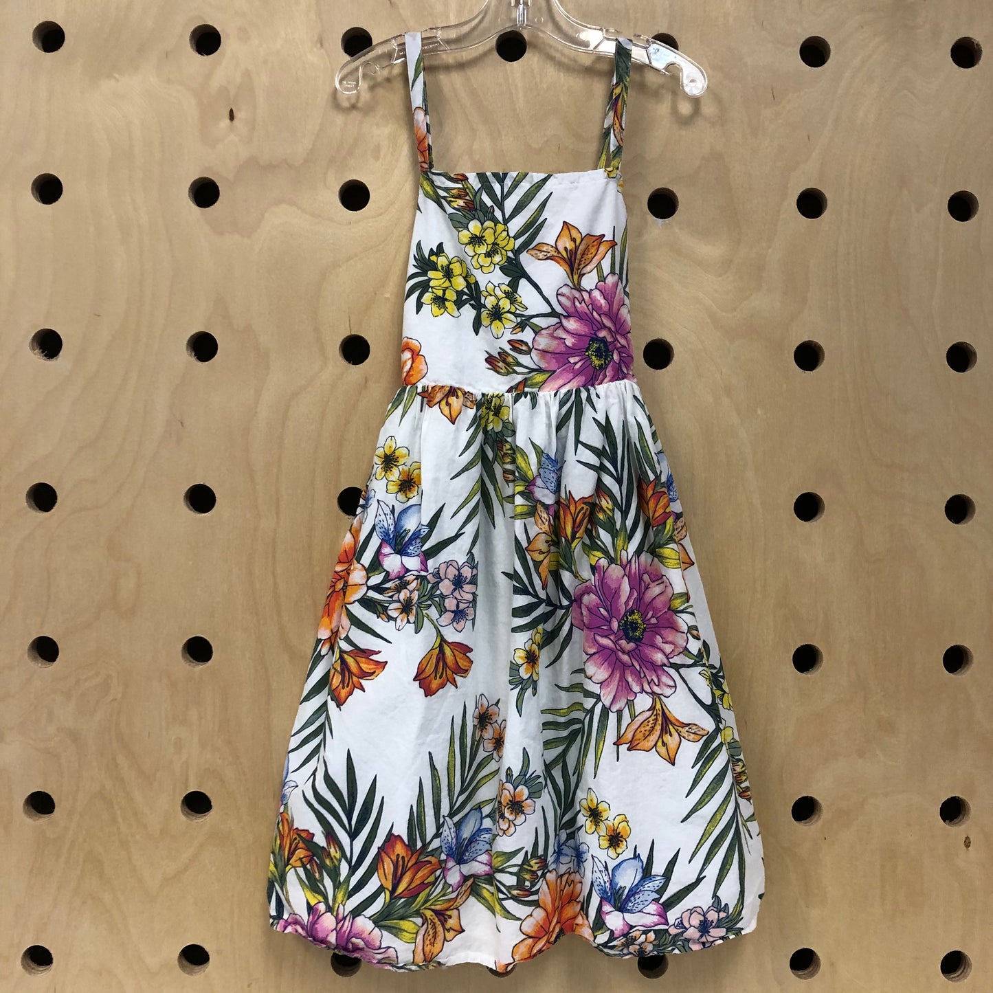 White Tropical Floral Dress