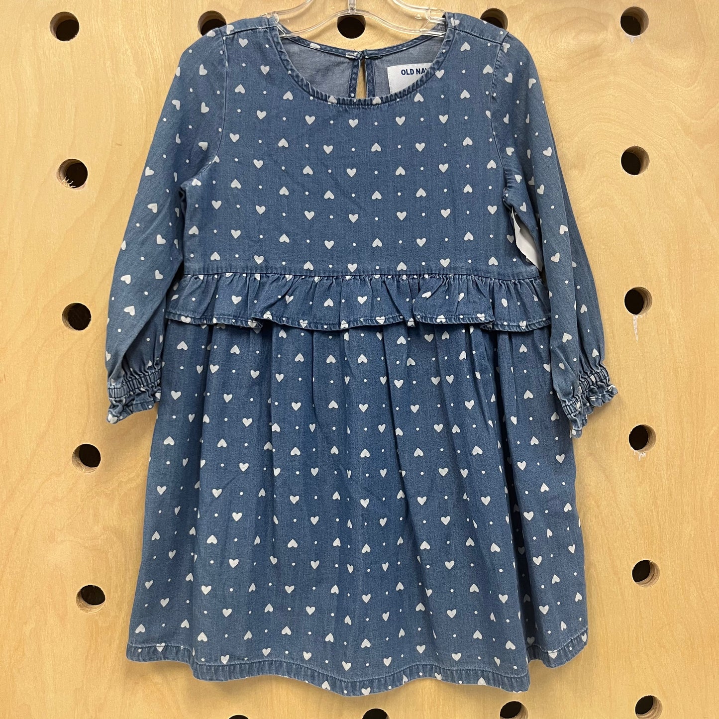 Blue Denim Heart Long Sleeve Dress