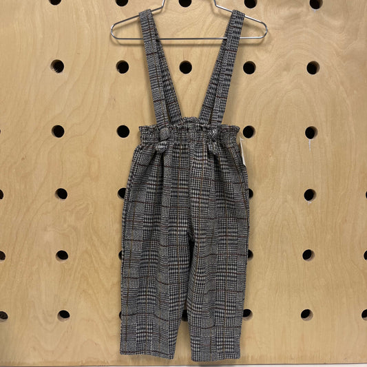 Plaid Knit Overall Pants