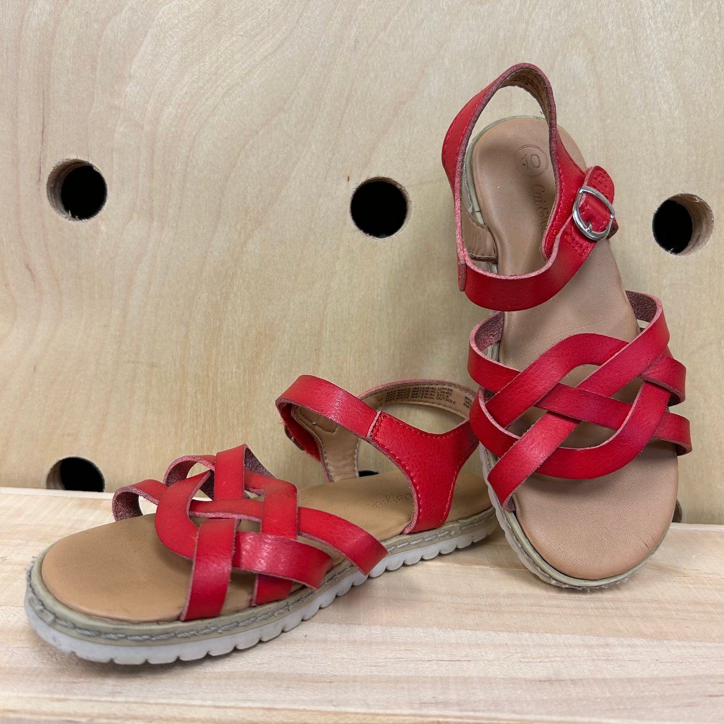 Red Weaved Strap Sandals