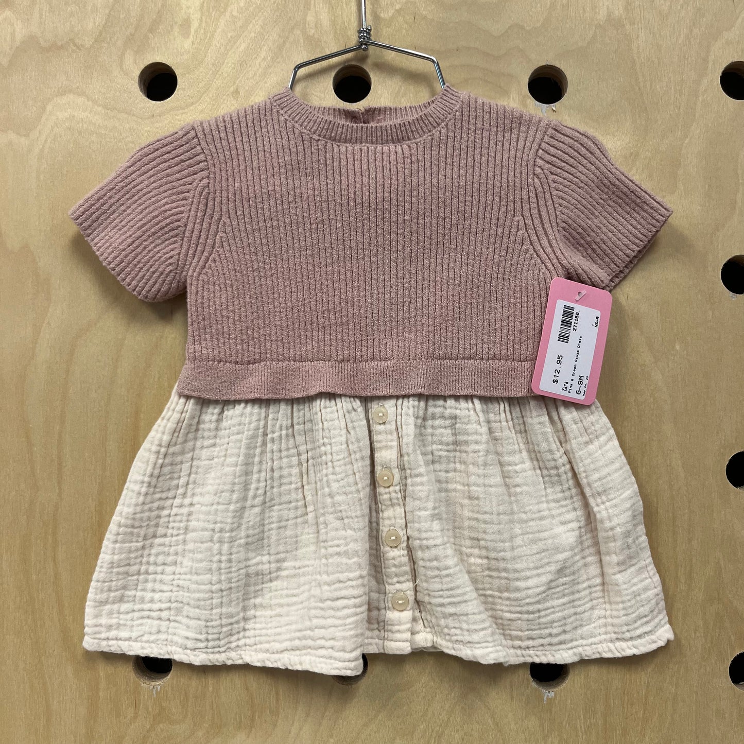 Pink & Cream Gauze Dress