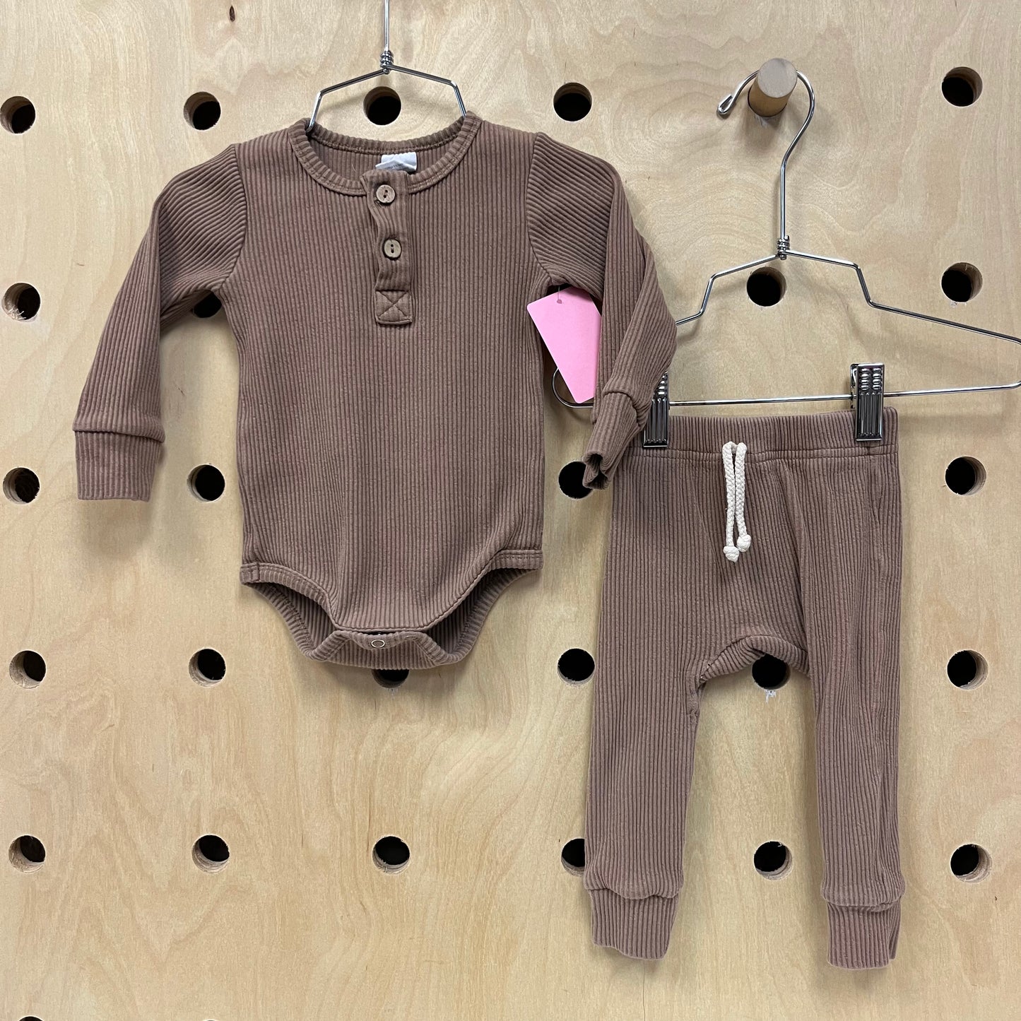 Earthy Brown Ribbed Set