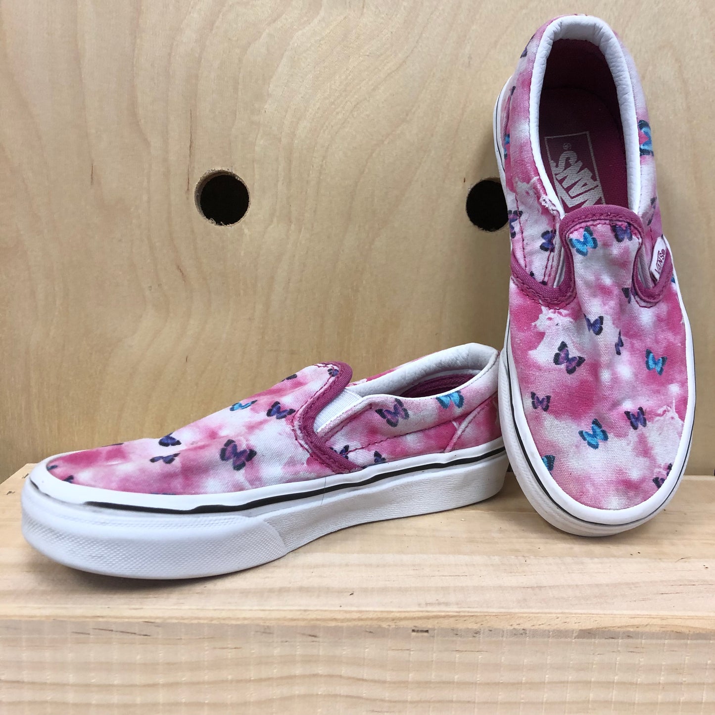 Pink Butterfly Slip Ons