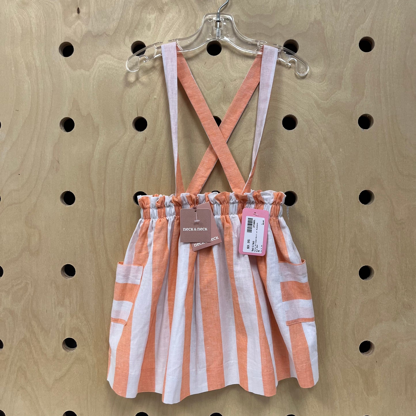 Coral Striped Skirt w/ Suspenders NEW!