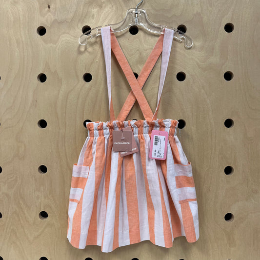 Coral Striped Skirt w/ Suspenders NEW!