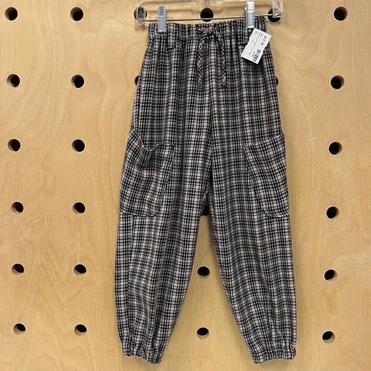 Black Plaid Flannel Like Joggers