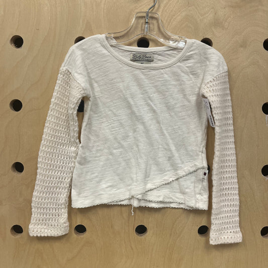 Cream Open Knit Long Sleeves Top