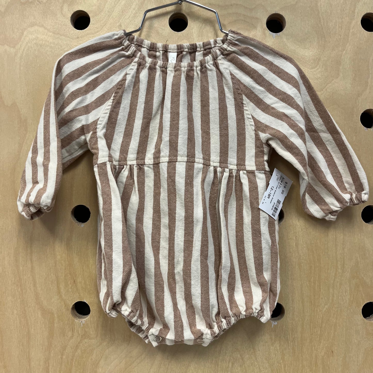Camel Striped Bubble Romper