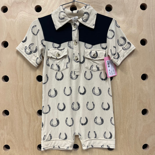 Cream & Black Horseshoe Romper