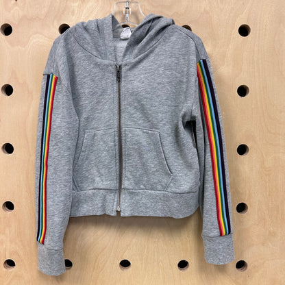 Grey Rainbow Sleeve Zip Hoodie