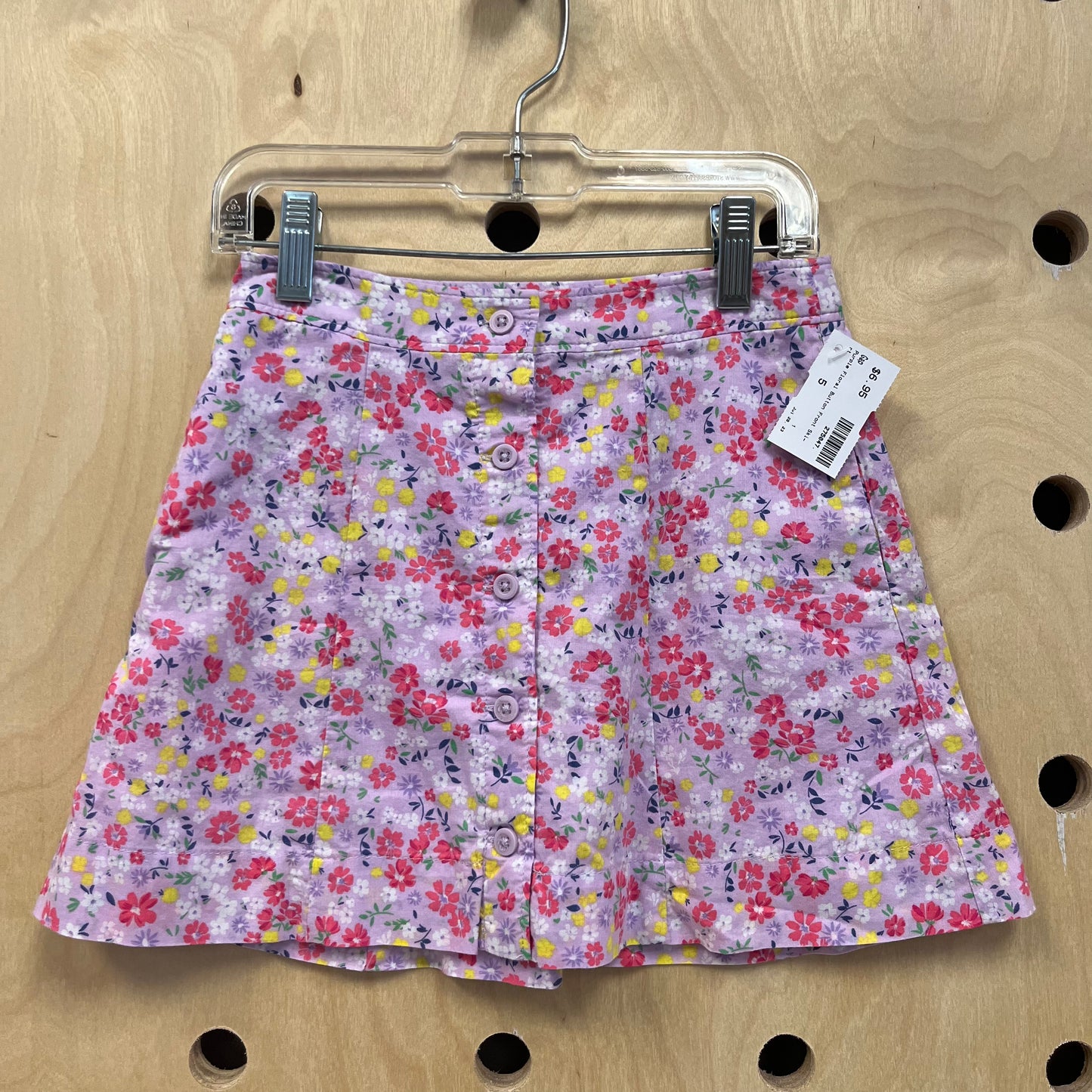 Purple Floral Button Front Skirt