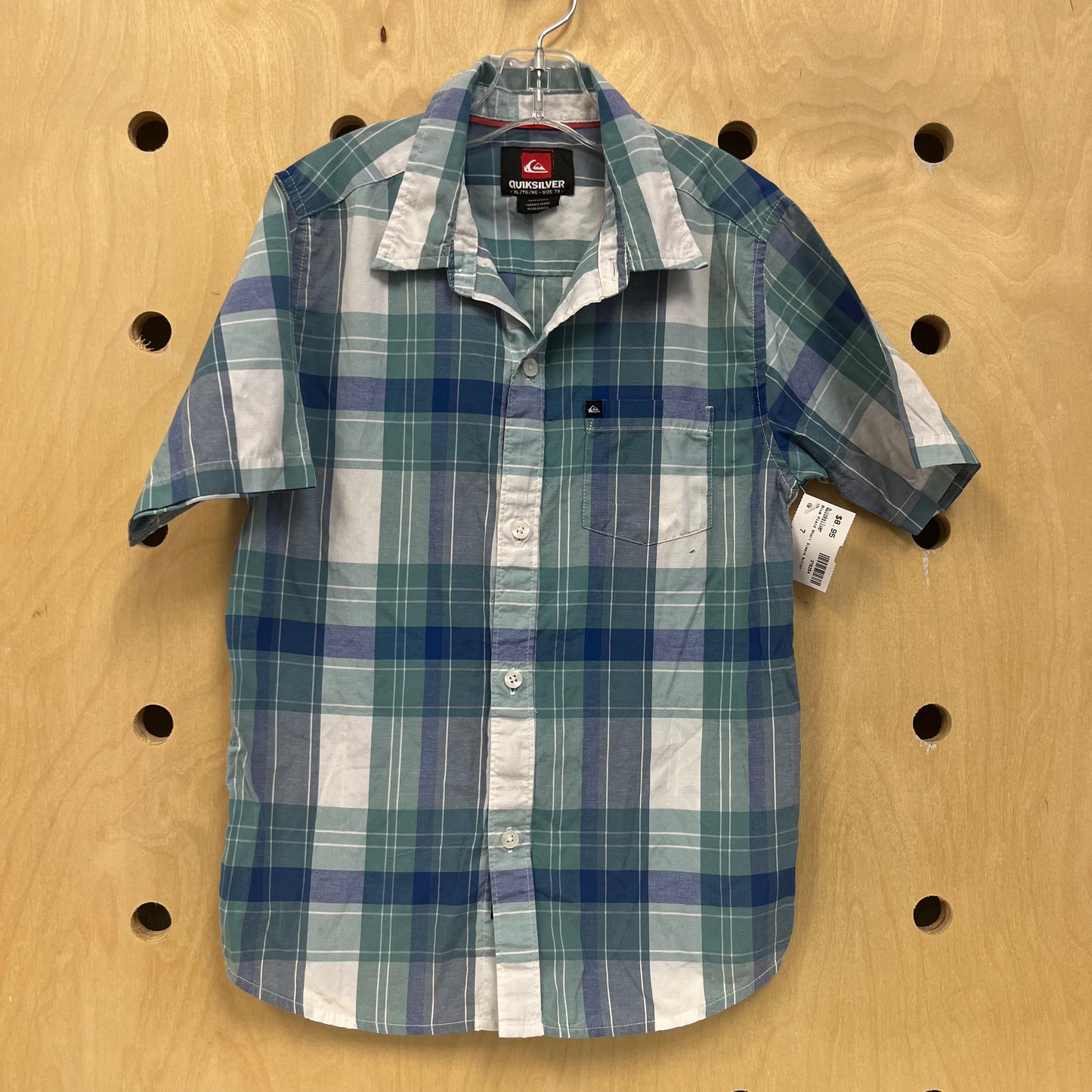 Blue Plaid Short Sleeve Button Up