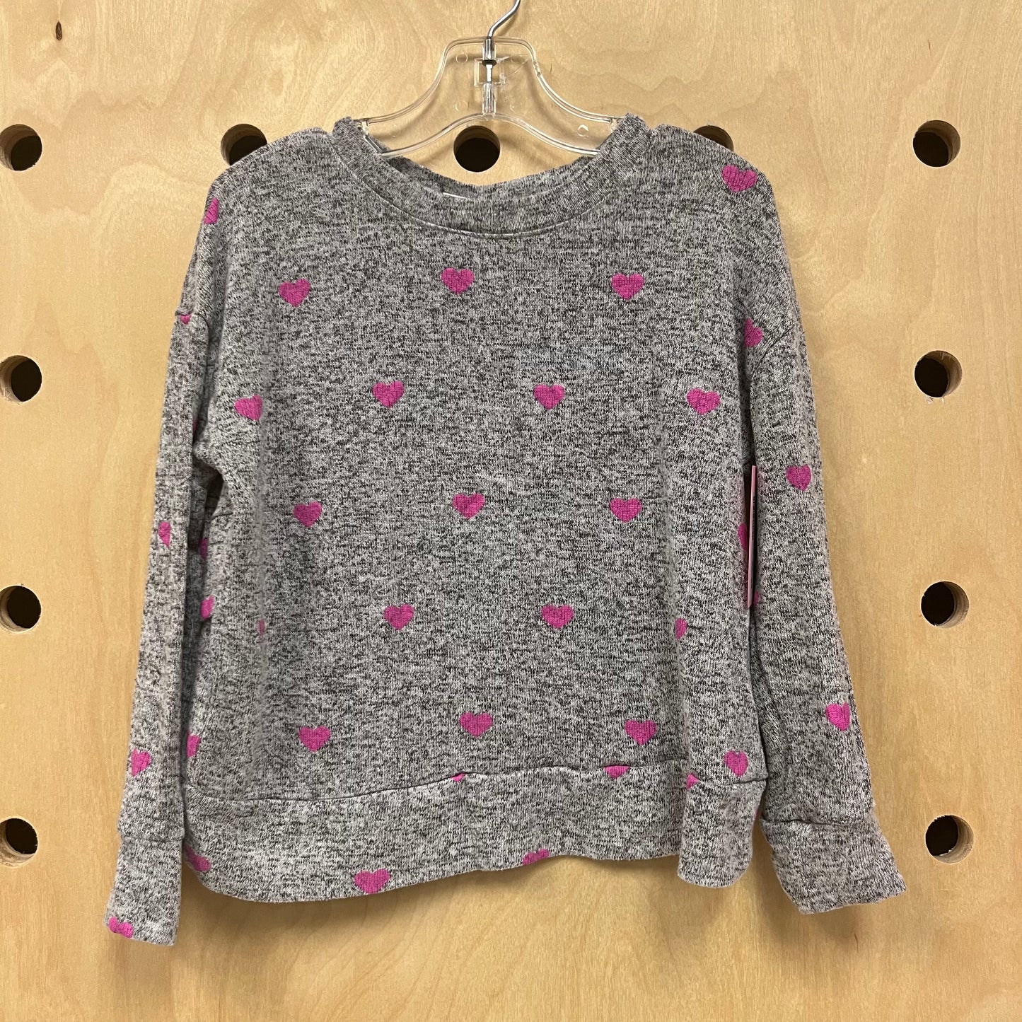Grey & Pink Hearts Knit Top