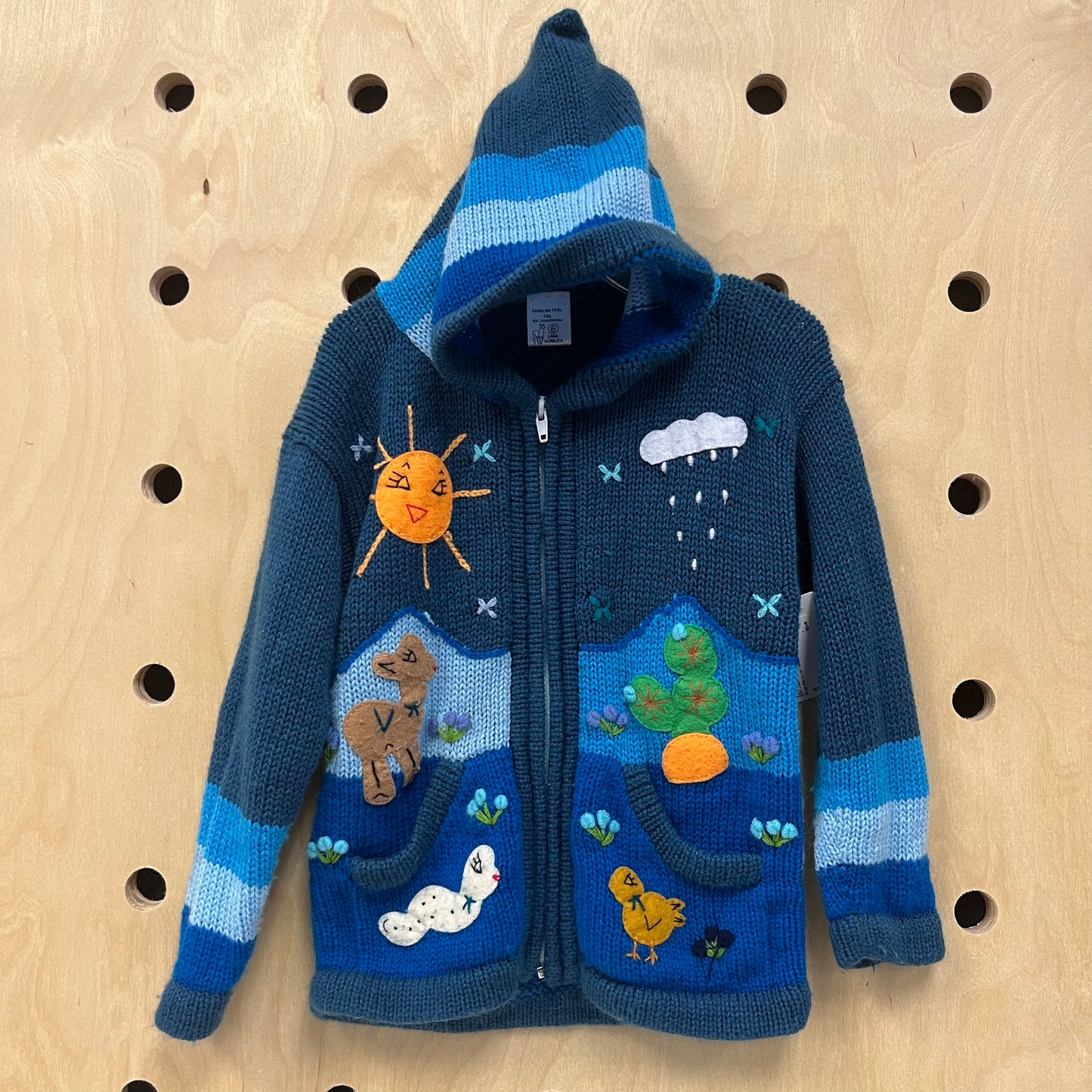 Blue Peruvian Zip Sweater