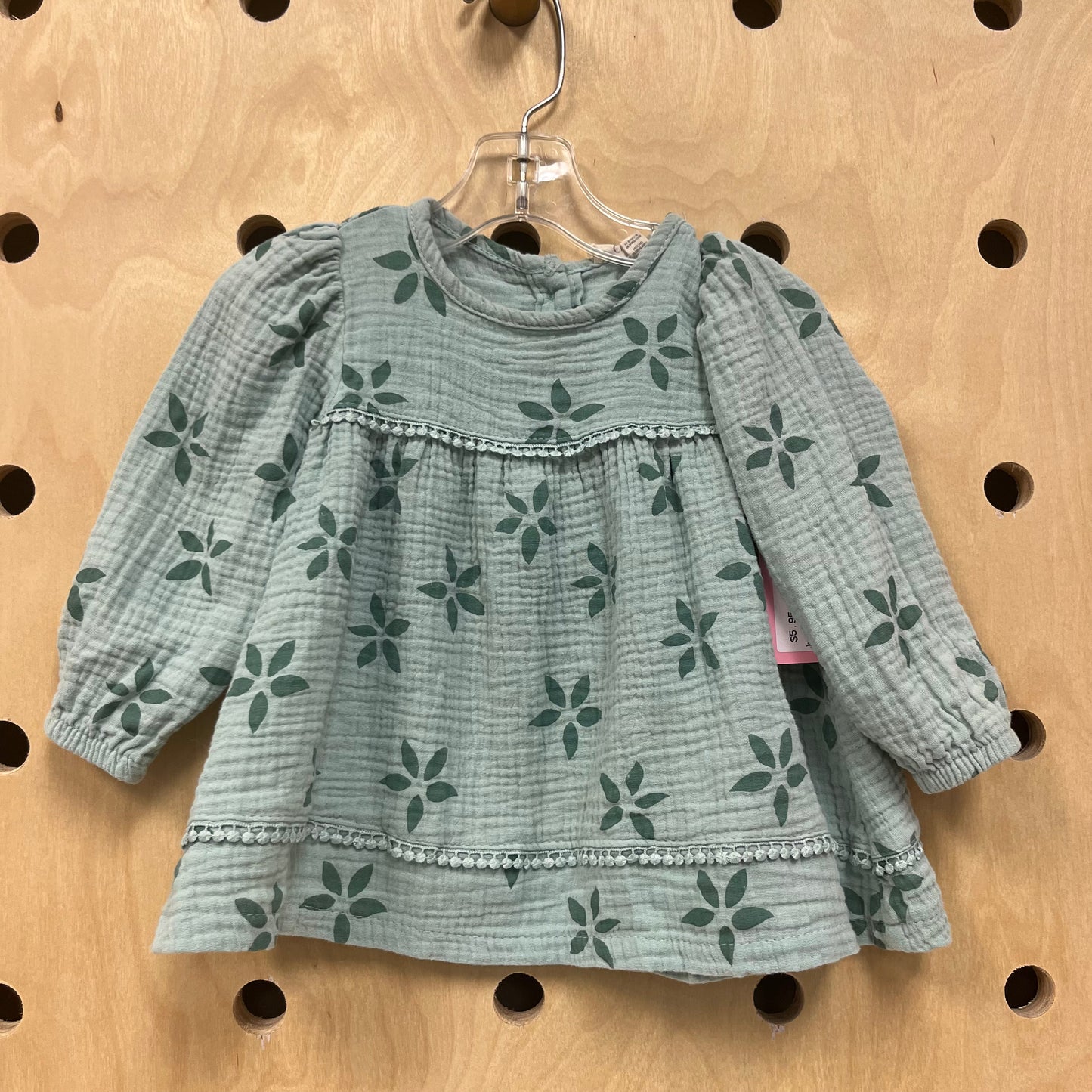 Green Gauze Floral Top