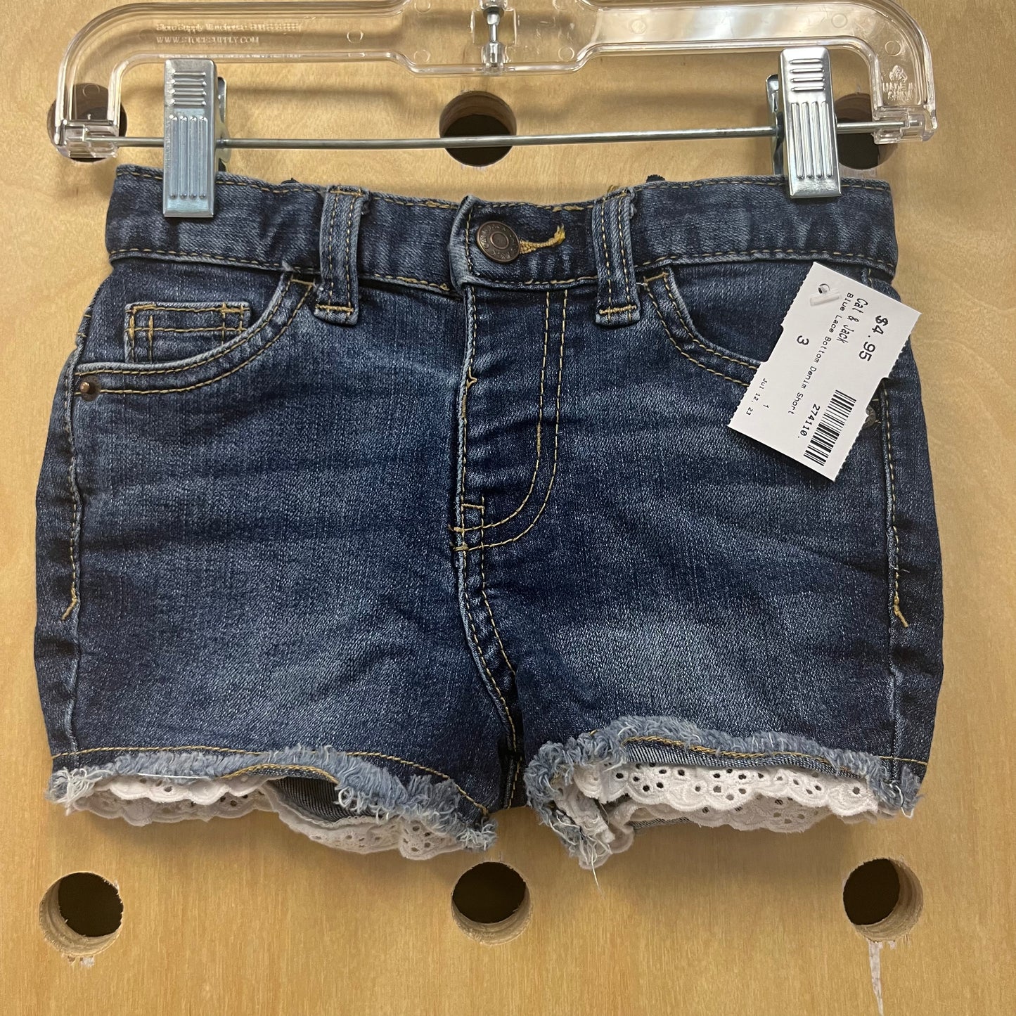 Blue Lace Bottom Denim Short