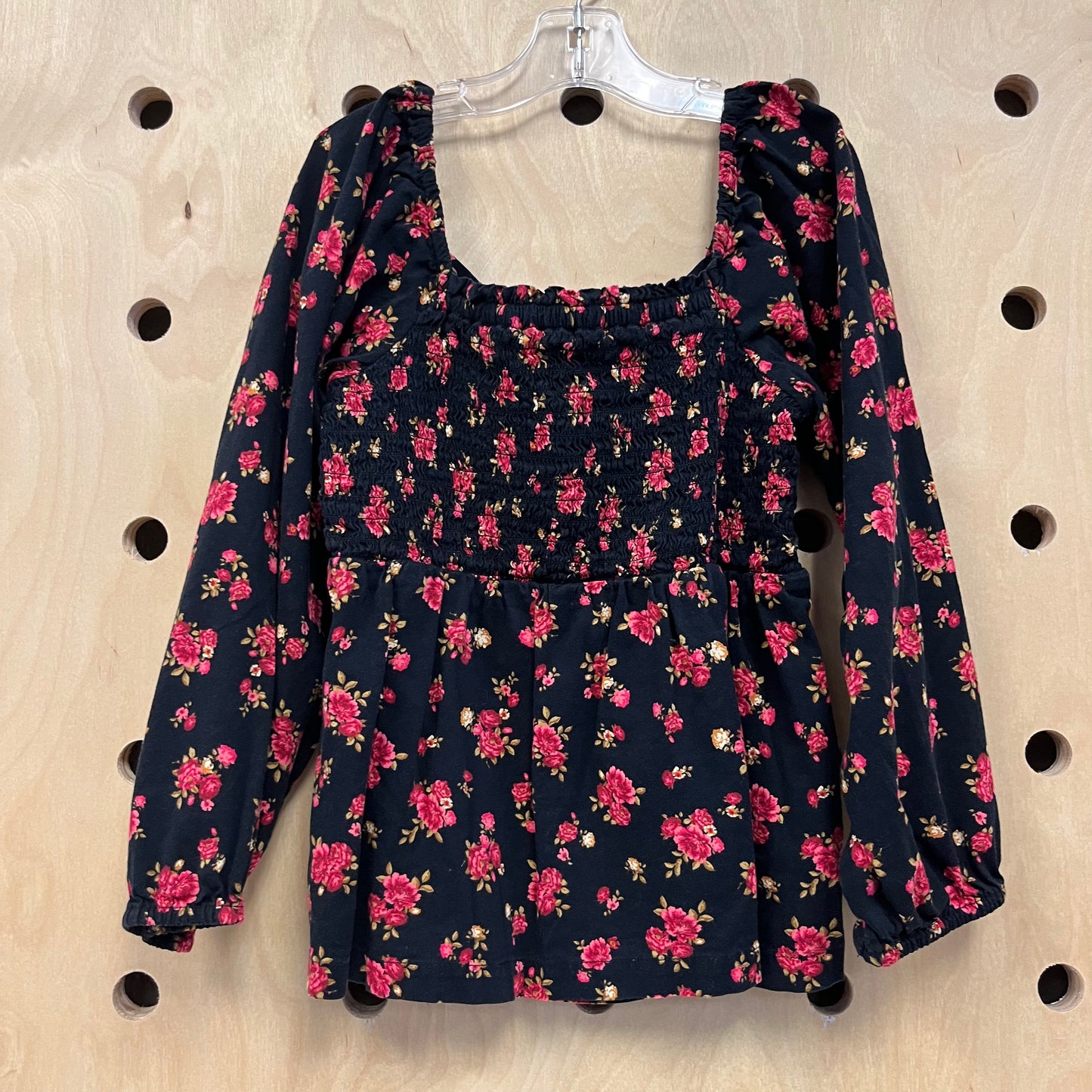 Black Roses Smocked Top