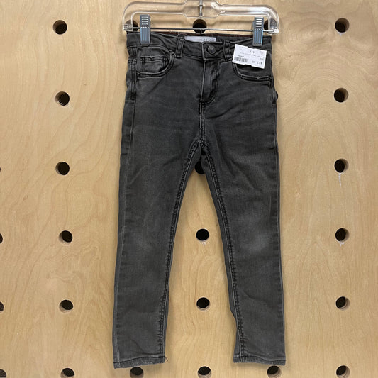 Grey Dark Denim Stretch Pants