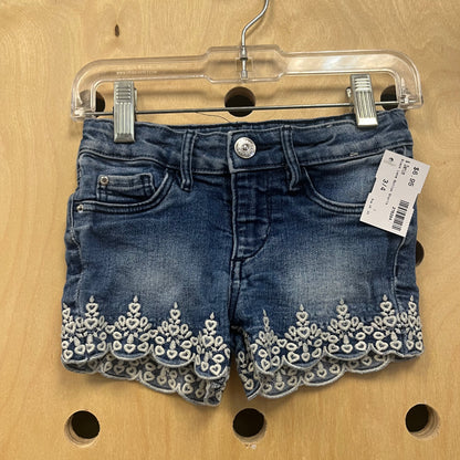 Lace Bottom Denim Shorts