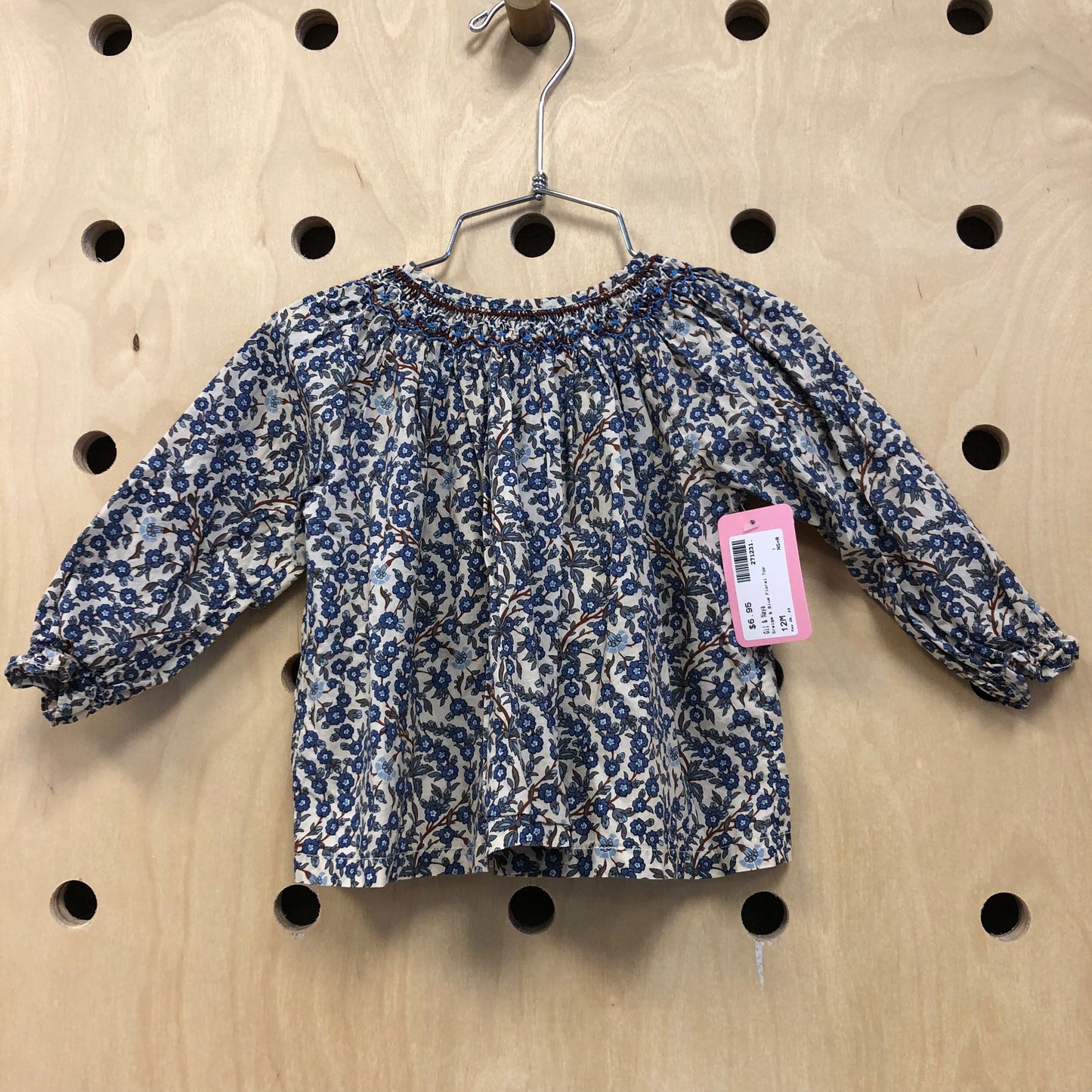 Greige & Blue Floral Top