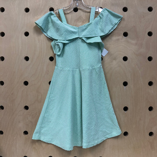 Green & White Striped Dress