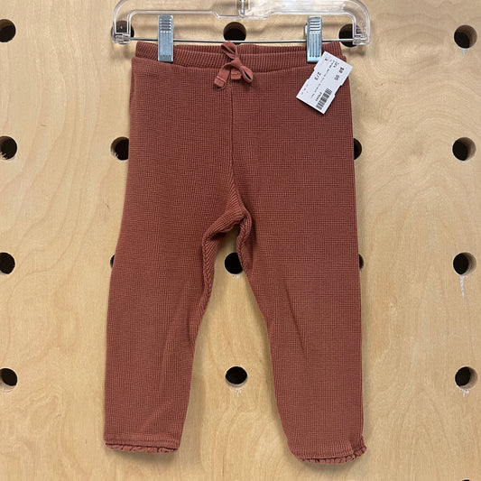 Orange Waffle Knit Stretch Pants