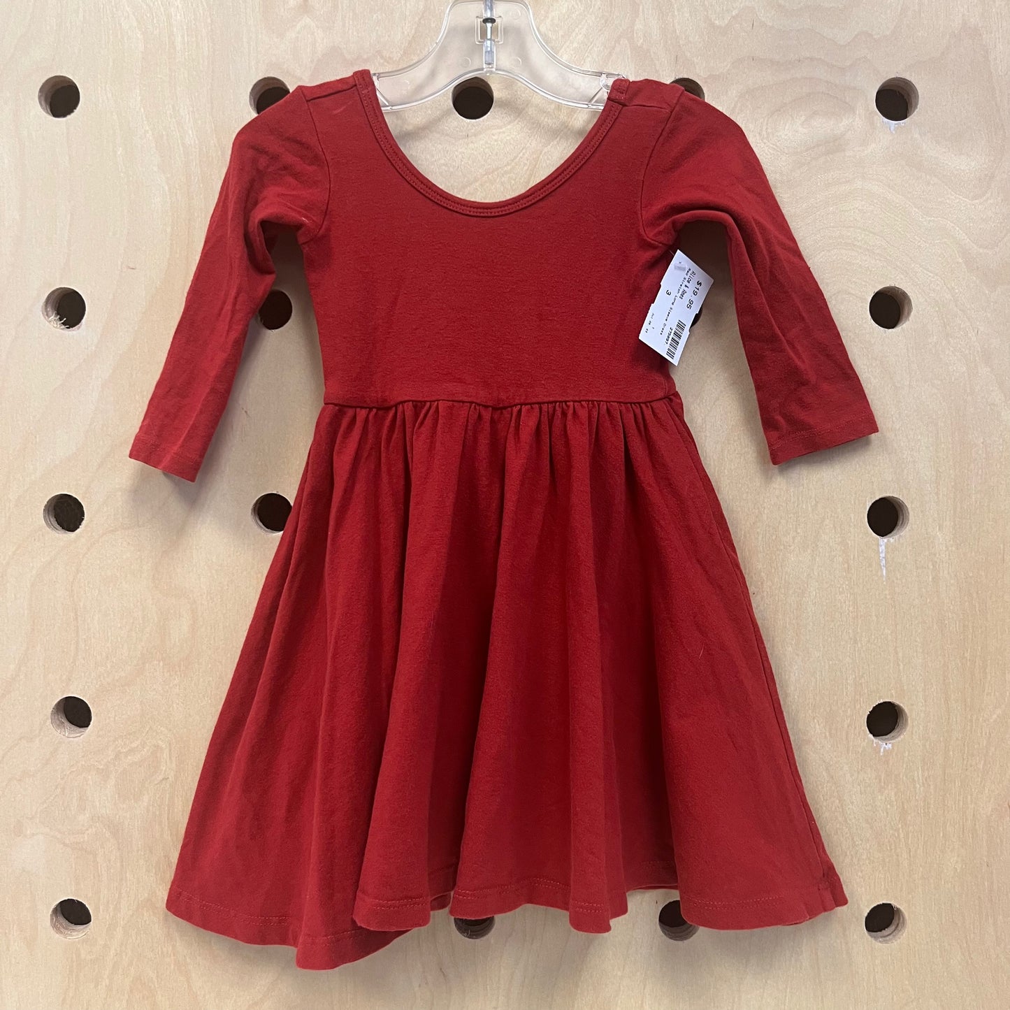 Red Stretch Long Sleeve Dress