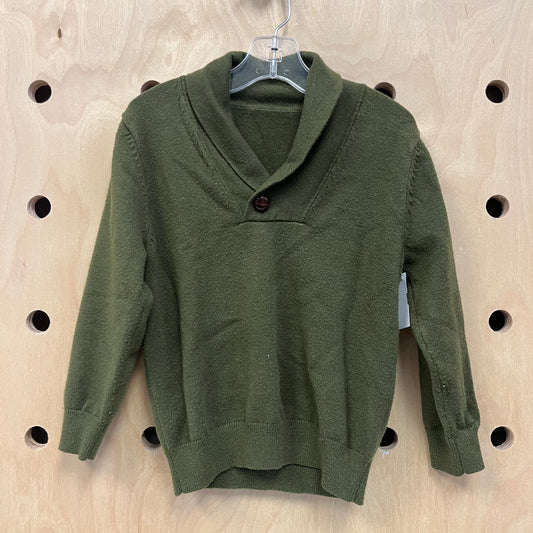 Army Green Soft Sweater w/ Button